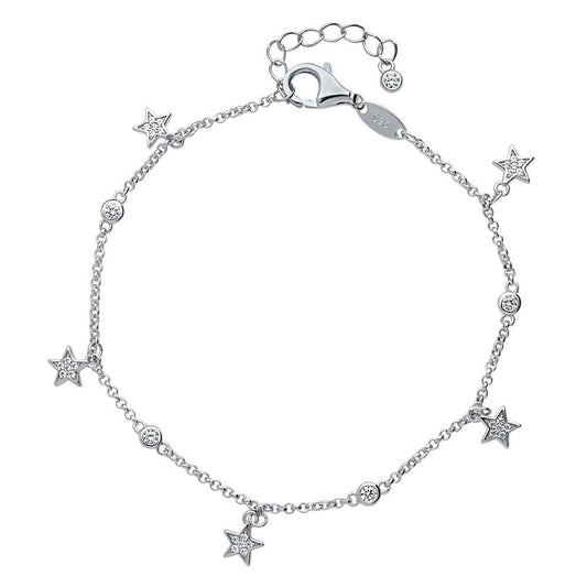 Star CZ Station Bracelet in Sterling Silver