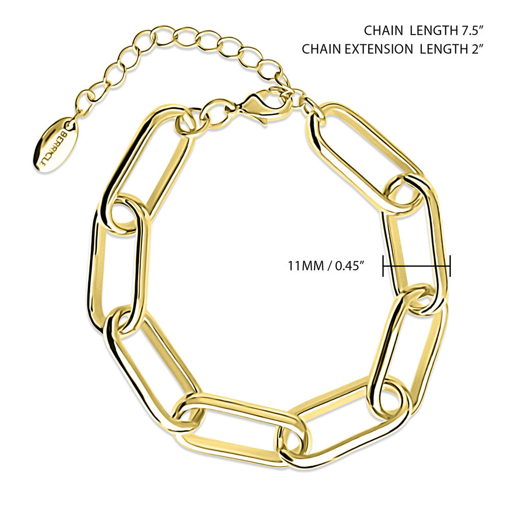 Front view of Paperclip Statement Link Bracelet in Gold-Tone