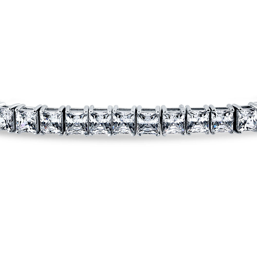 Front view of Princess CZ Statement Tennis Bracelet in Sterling Silver