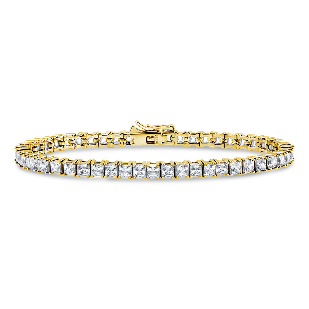 Princess CZ Statement Tennis Bracelet in Gold Flashed Sterling Silver