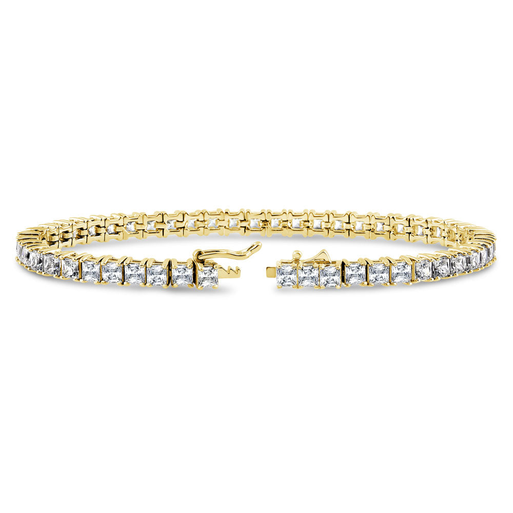 Princess CZ Statement Tennis Bracelet in Gold Flashed Sterling Silver