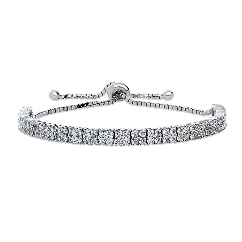 Bar CZ Statement Tennis Bracelet in Sterling Silver