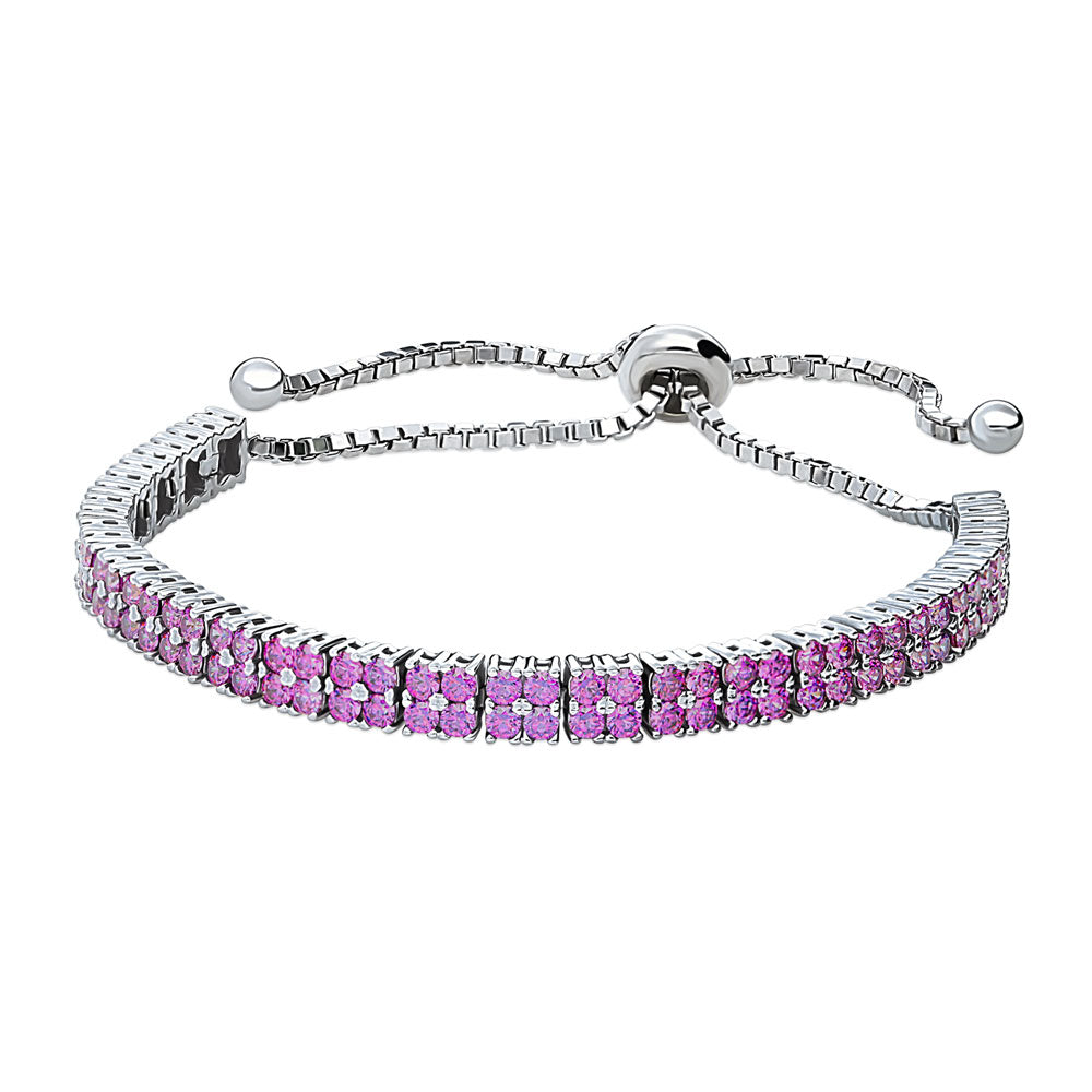 Front view of Bar CZ Statement Tennis Bracelet in Sterling Silver