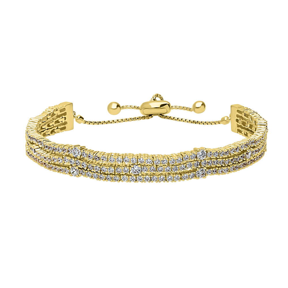 Bar CZ Statement Tennis Bracelet in Gold Flashed Sterling Silver