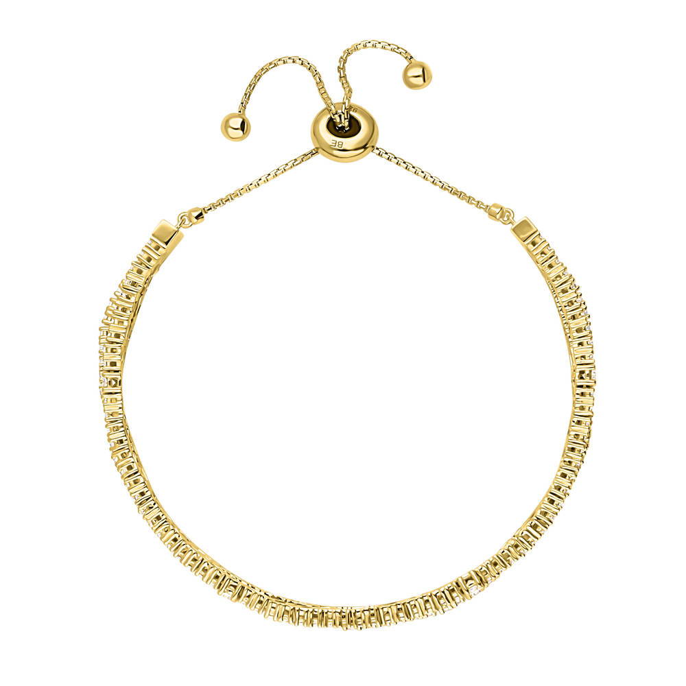 Bar CZ Statement Tennis Bracelet in Gold Flashed Sterling Silver