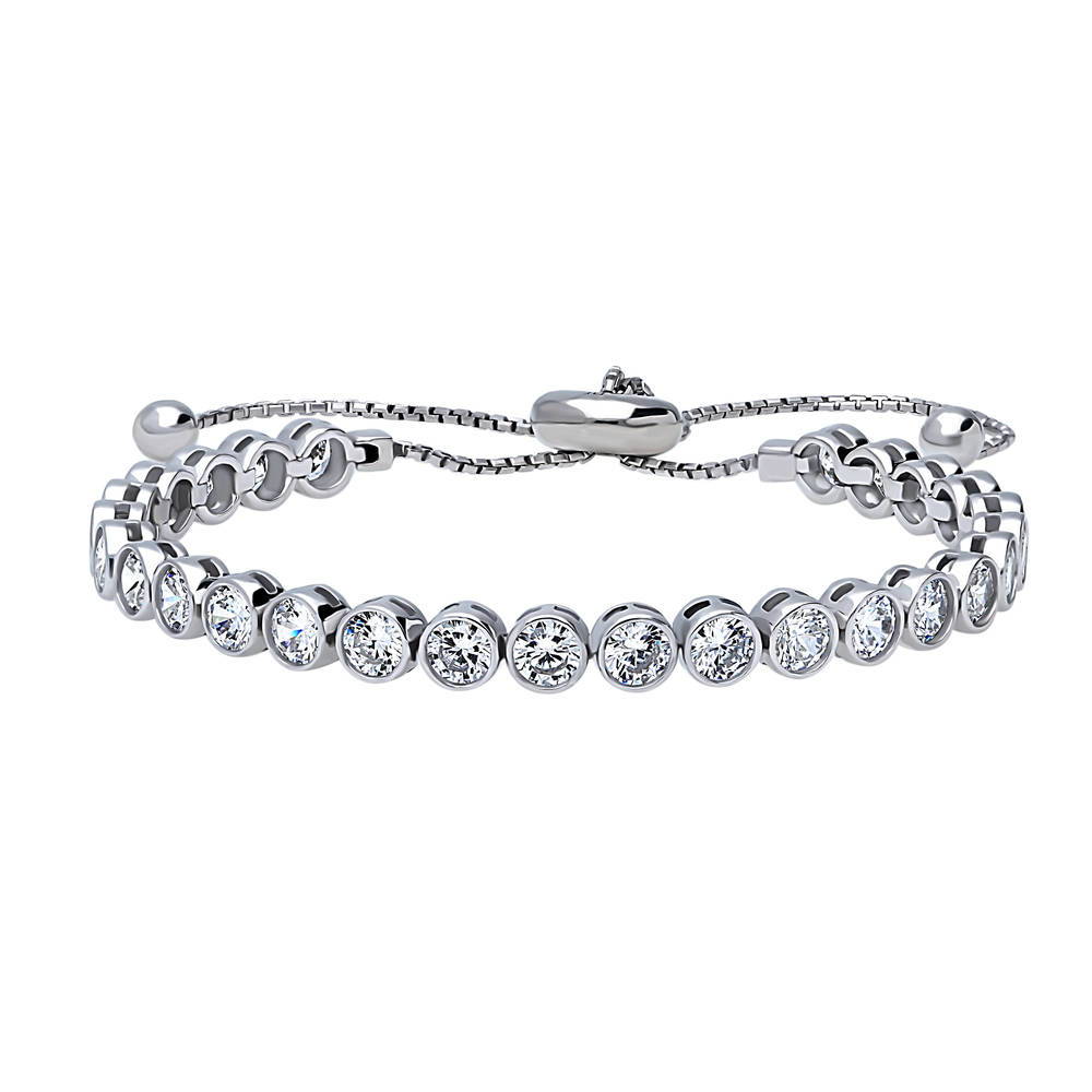 Bubble Bar Bezel Set CZ Statement Tennis Bracelet in Sterling Silver