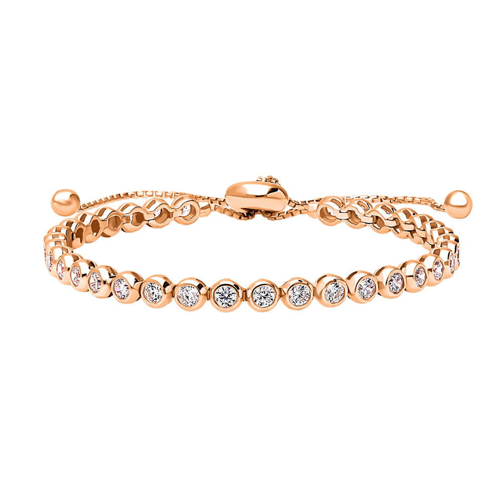 Bubble Bar Bezel Set CZ Statement Tennis Bracelet in Sterling Silver