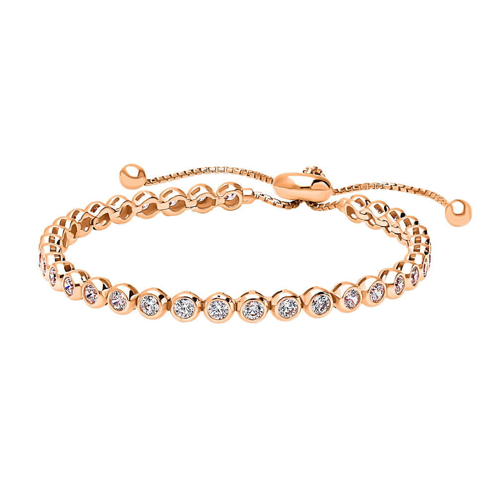 Bubble Bar Bezel Set CZ Statement Tennis Bracelet in Sterling Silver