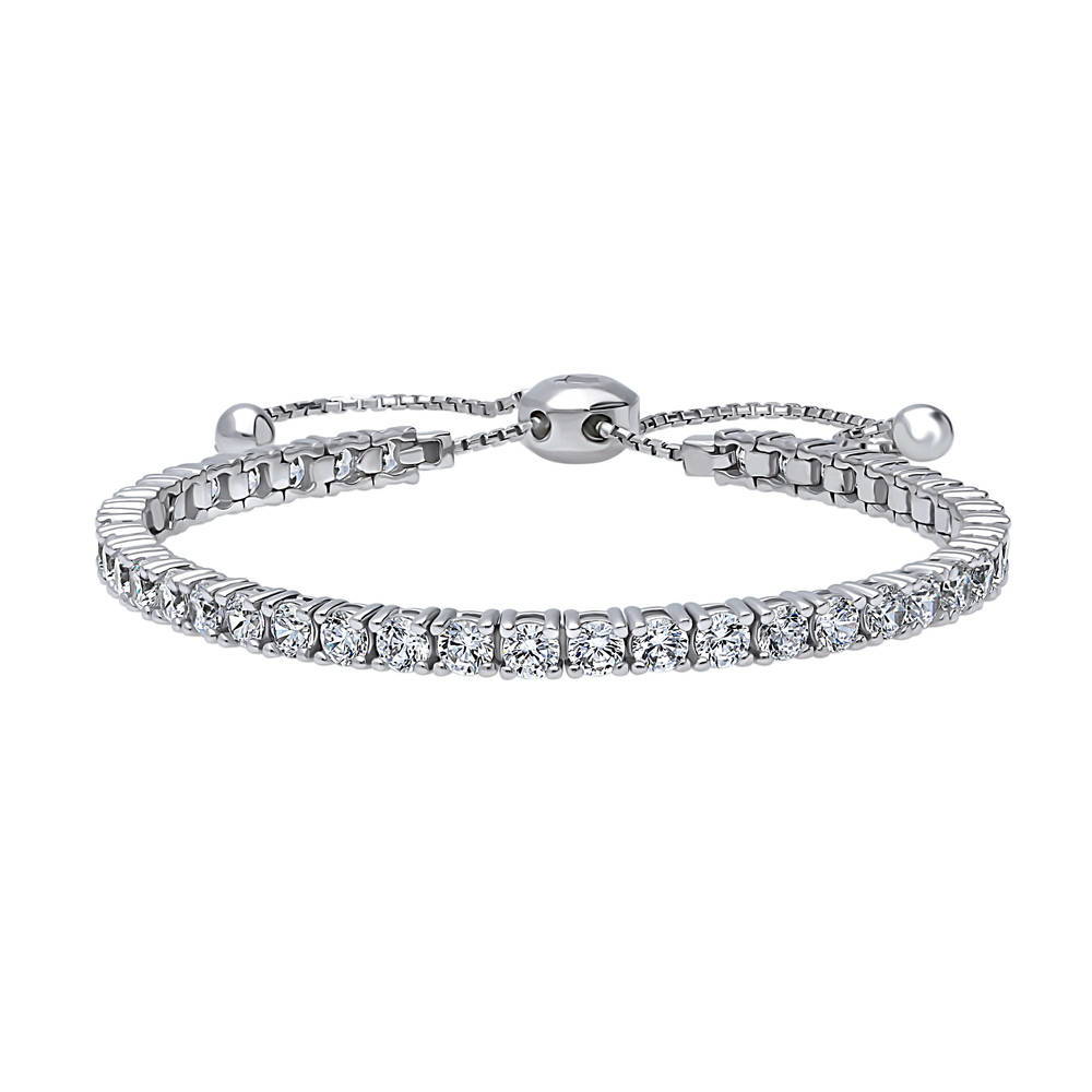 Bar CZ Statement Tennis Bracelet in Sterling Silver