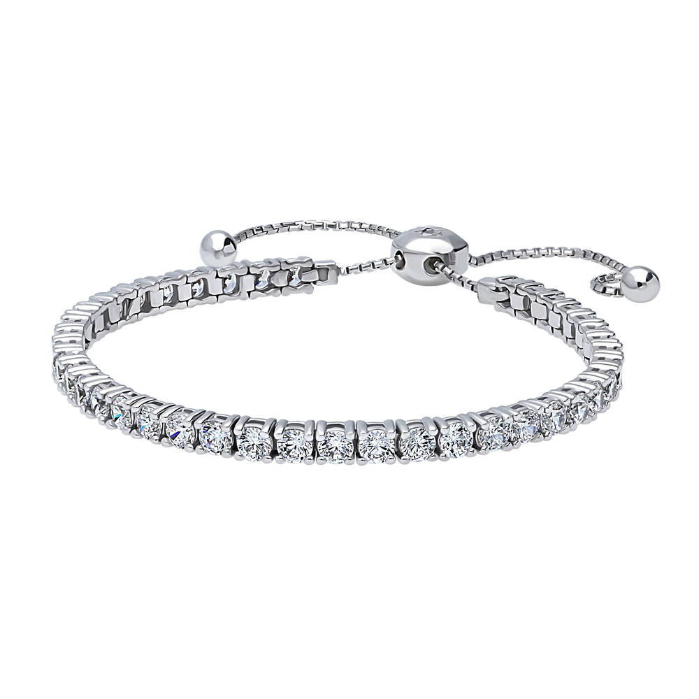 Bar CZ Statement Tennis Bracelet in Sterling Silver