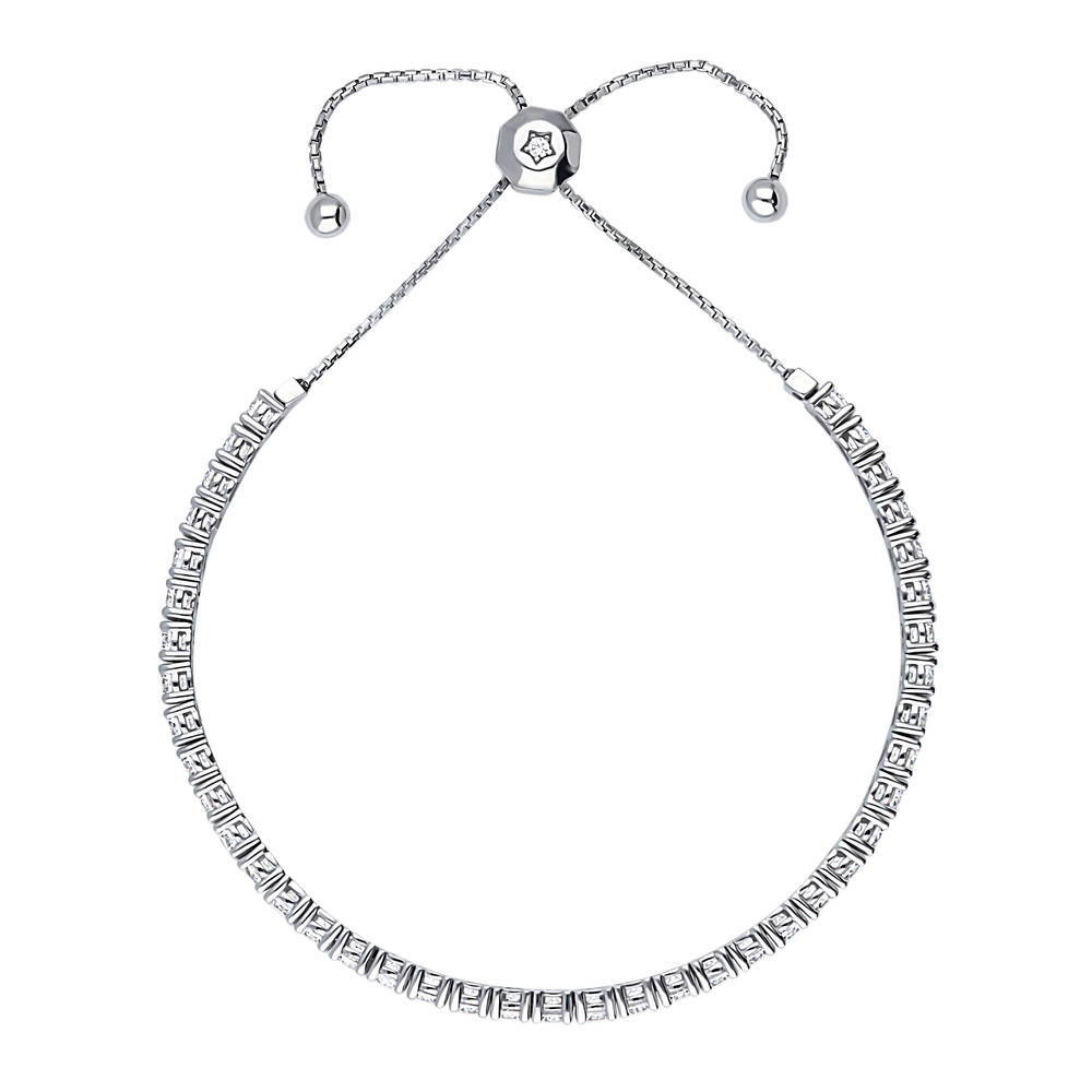 Bar CZ Statement Tennis Bracelet in Sterling Silver