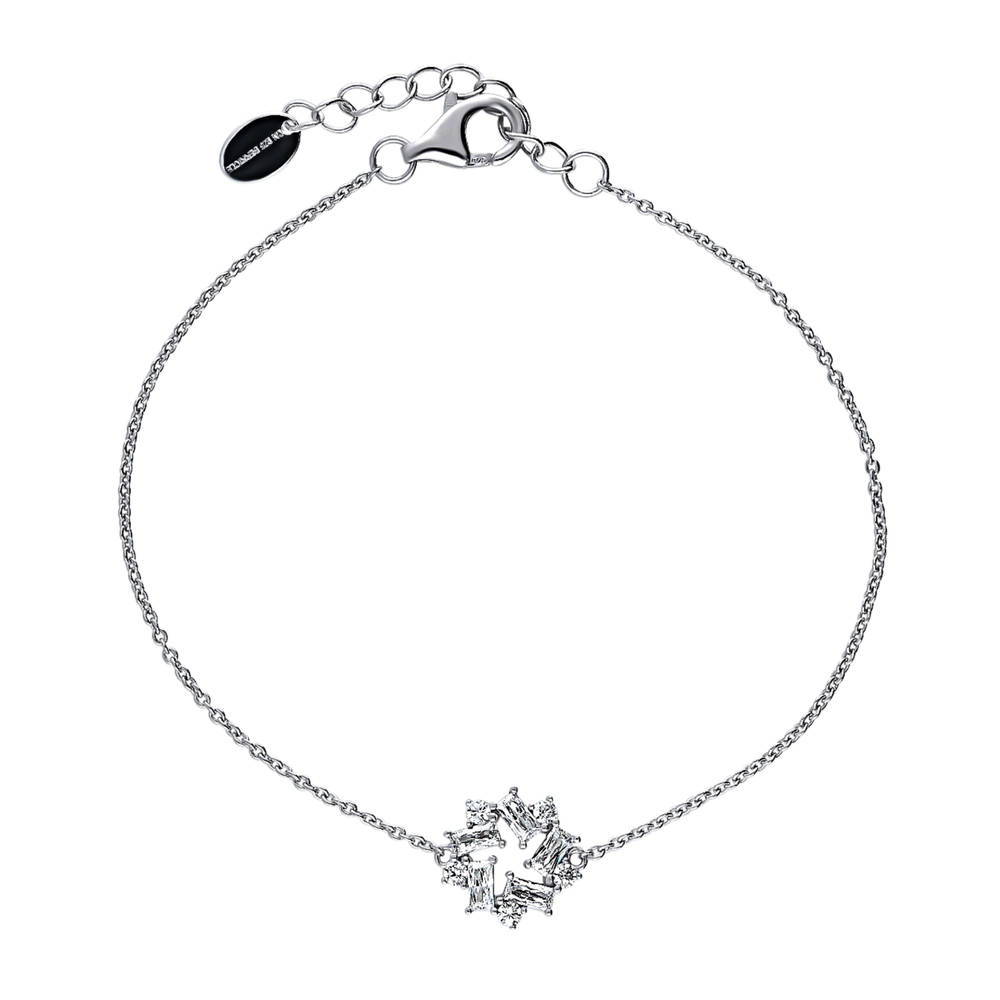 Wreath CZ Chain Bracelet in Sterling Silver