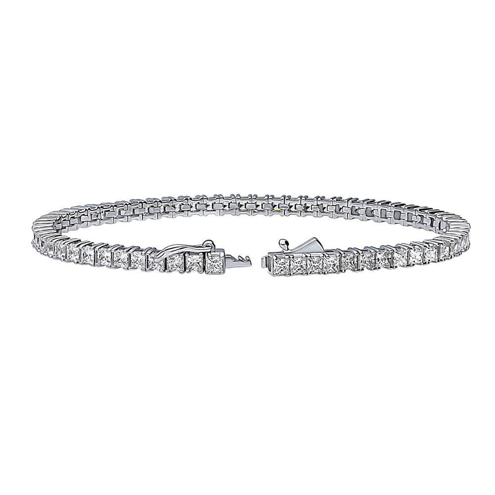 Front view of Princess CZ Statement Tennis Bracelet in Sterling Silver