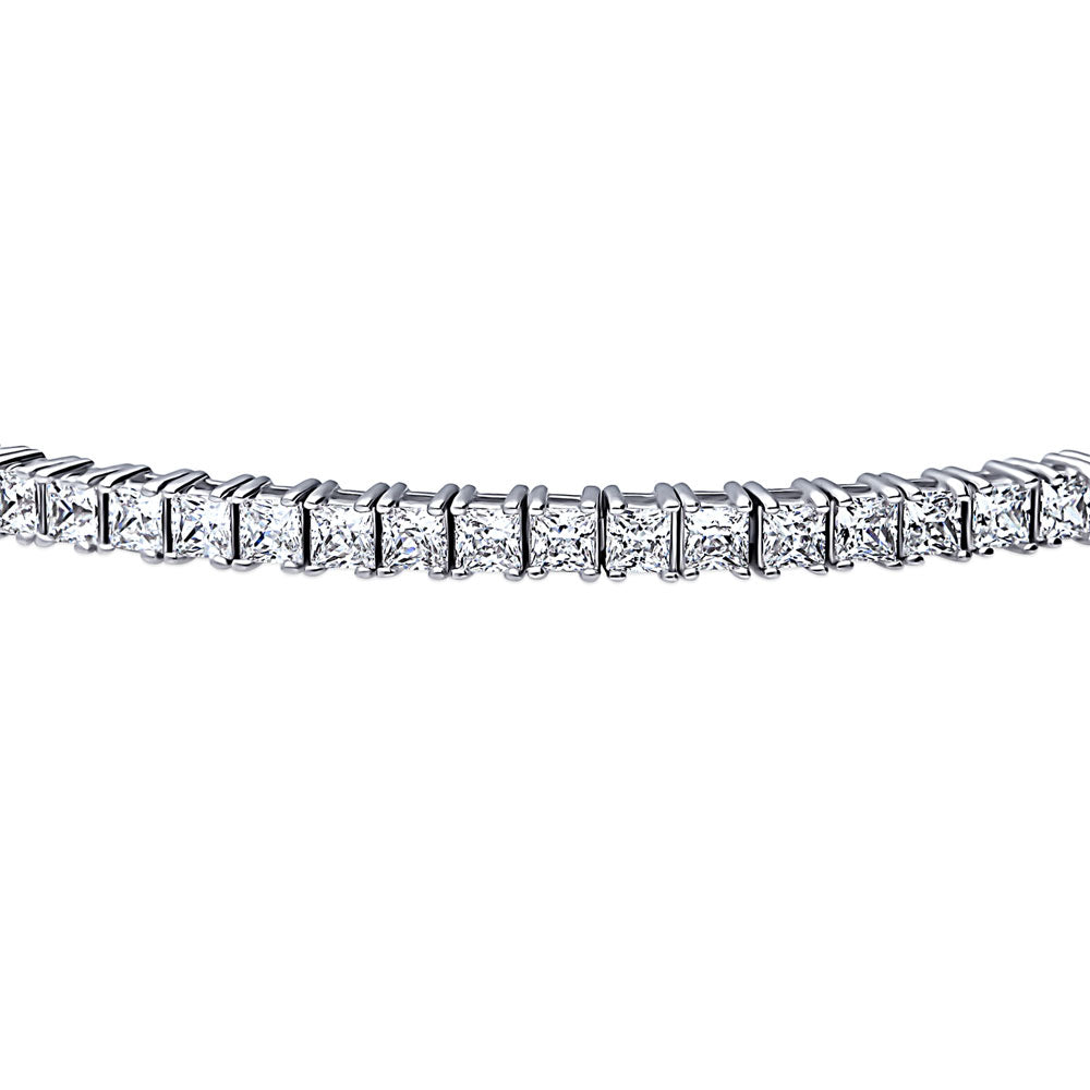Angle view of Princess CZ Statement Tennis Bracelet in Sterling Silver