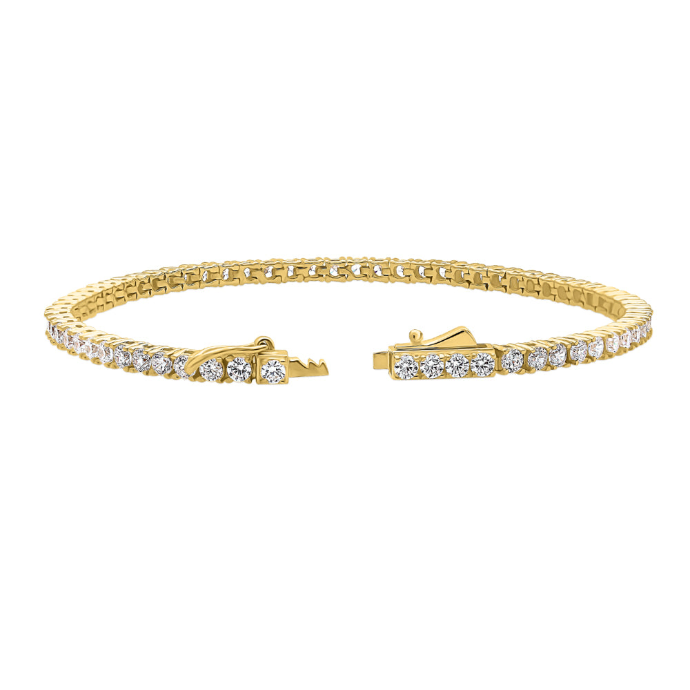 Front view of CZ Statement Tennis Bracelet in Gold Flashed Sterling Silver