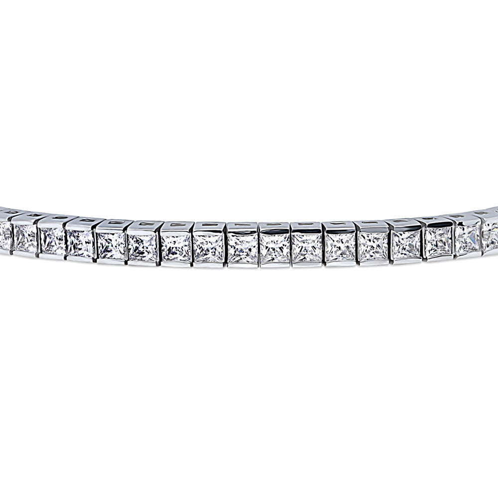 Angle view of Bar Princess CZ Statement Tennis Bracelet in Sterling Silver