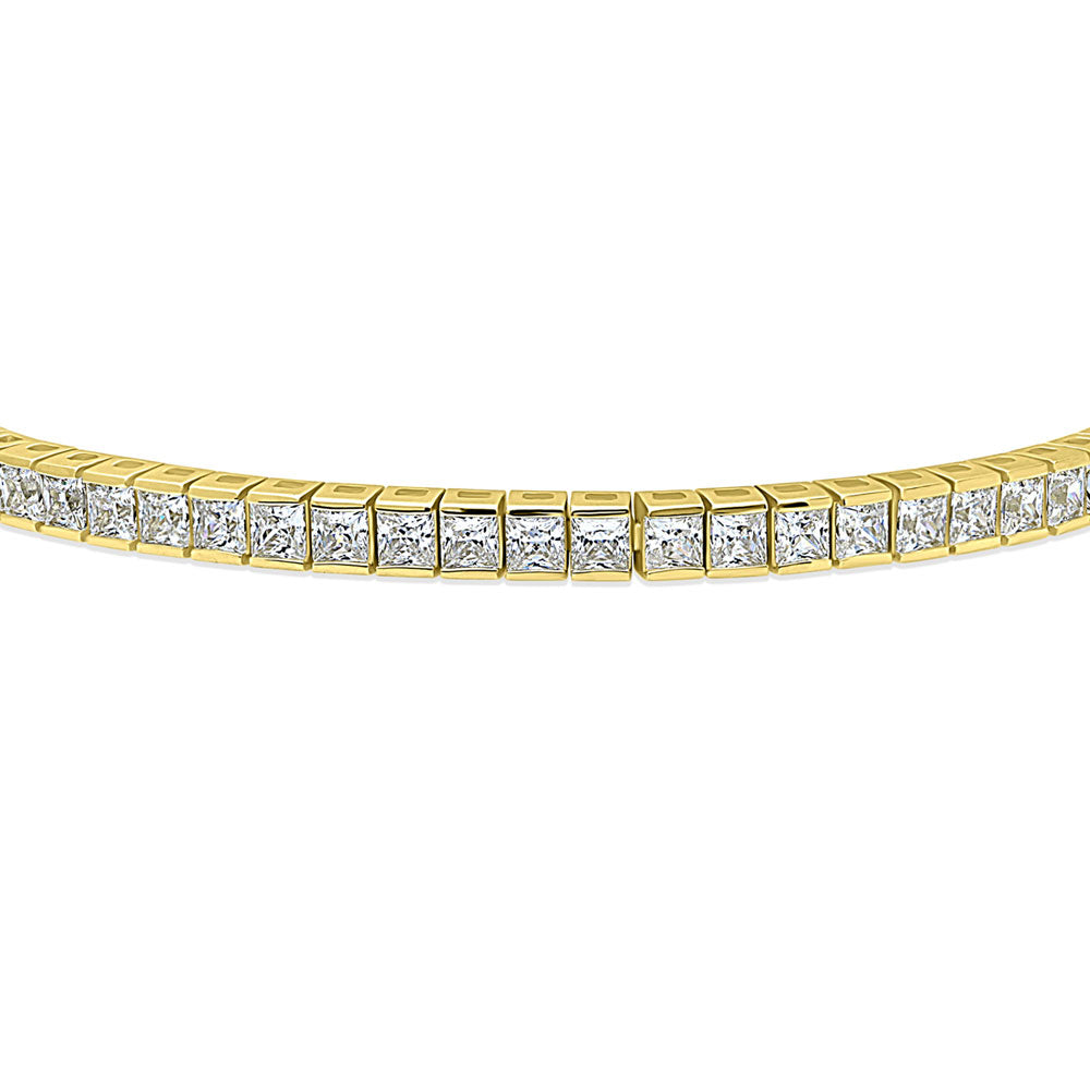 Angle view of Bar Princess CZ Statement Tennis Bracelet in Sterling Silver