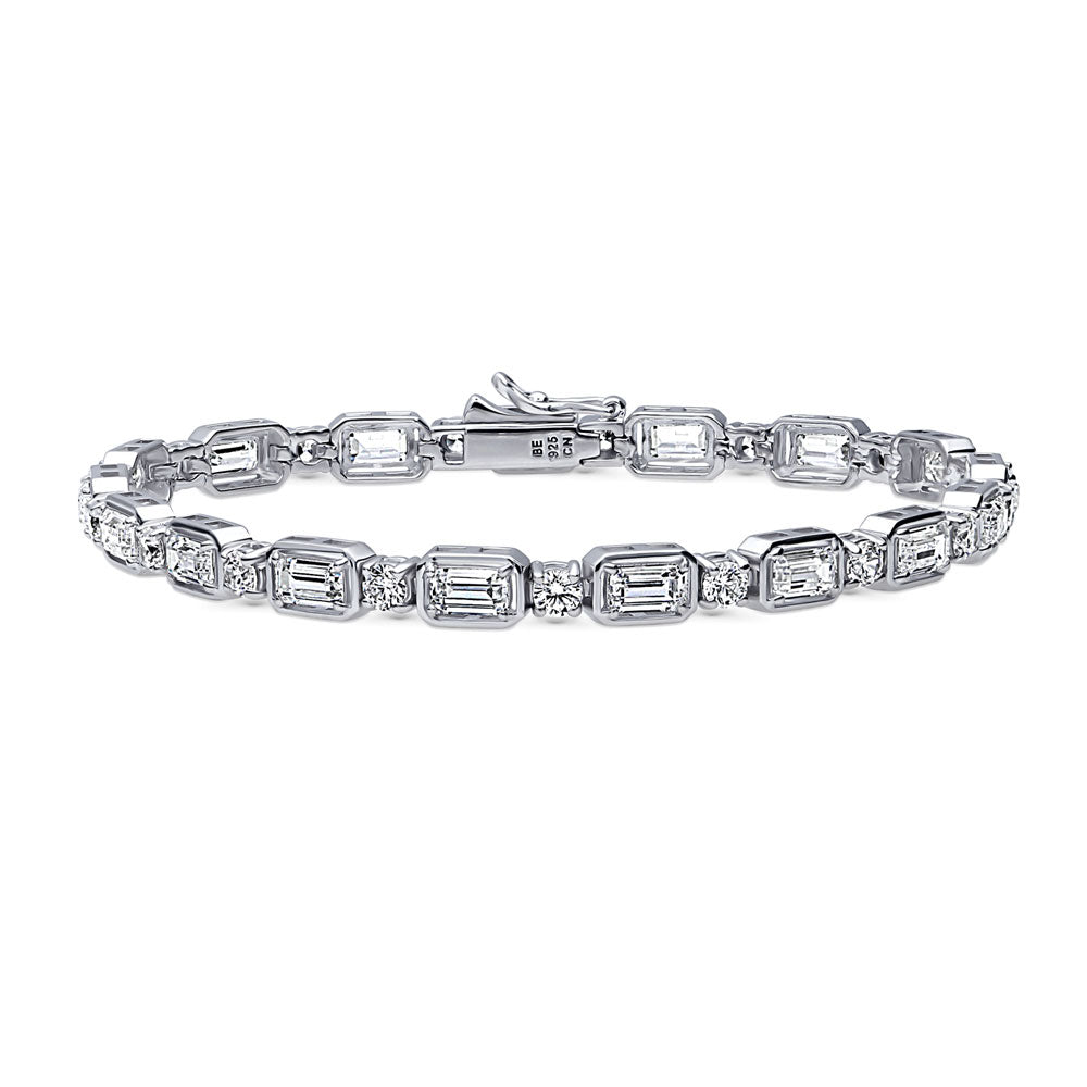 Art Deco CZ Statement Tennis Bracelet in Sterling Silver