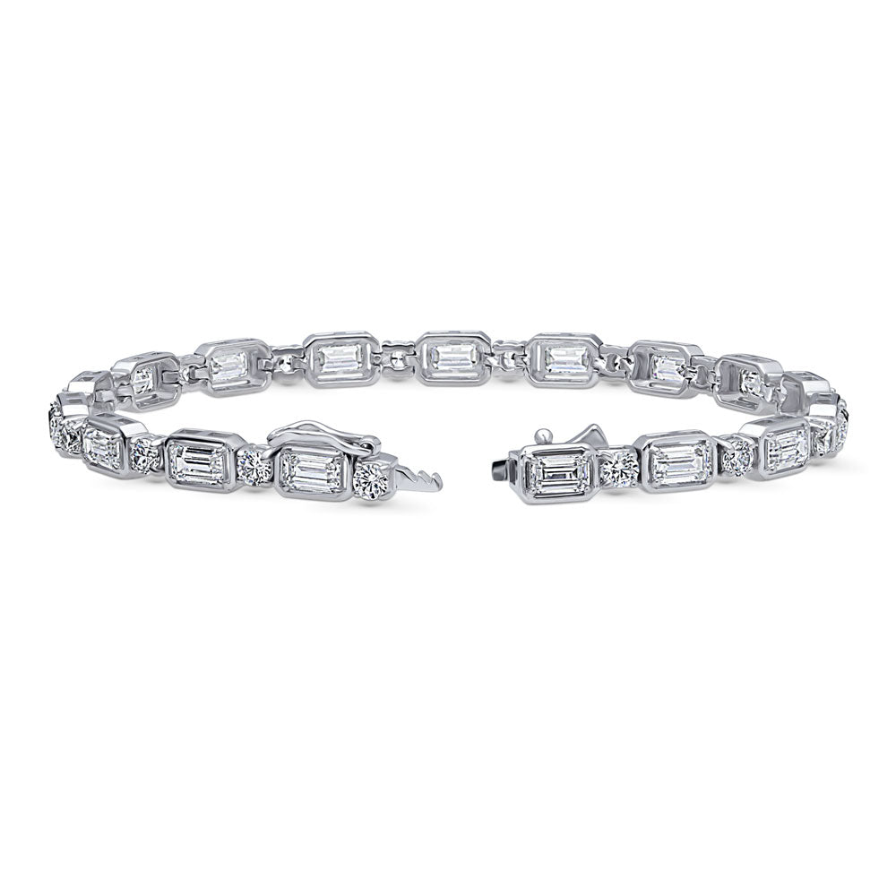Front view of Art Deco CZ Statement Tennis Bracelet in Sterling Silver