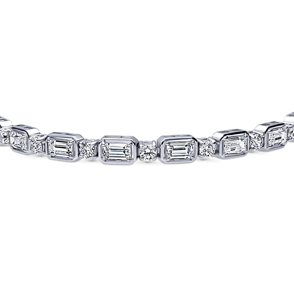 Angle view of Art Deco CZ Statement Tennis Bracelet in Sterling Silver