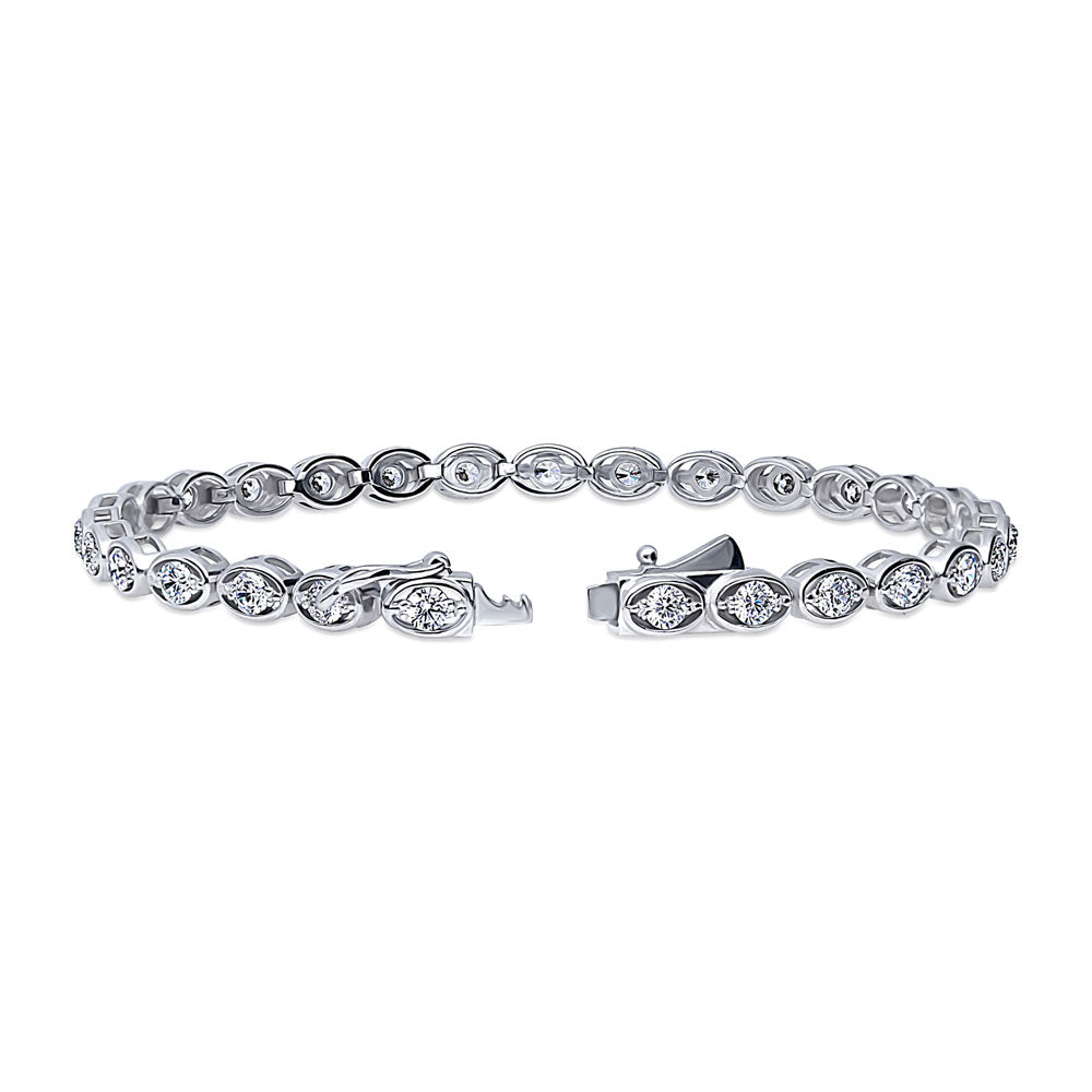 East-West CZ Statement Tennis Bracelet in Sterling Silver