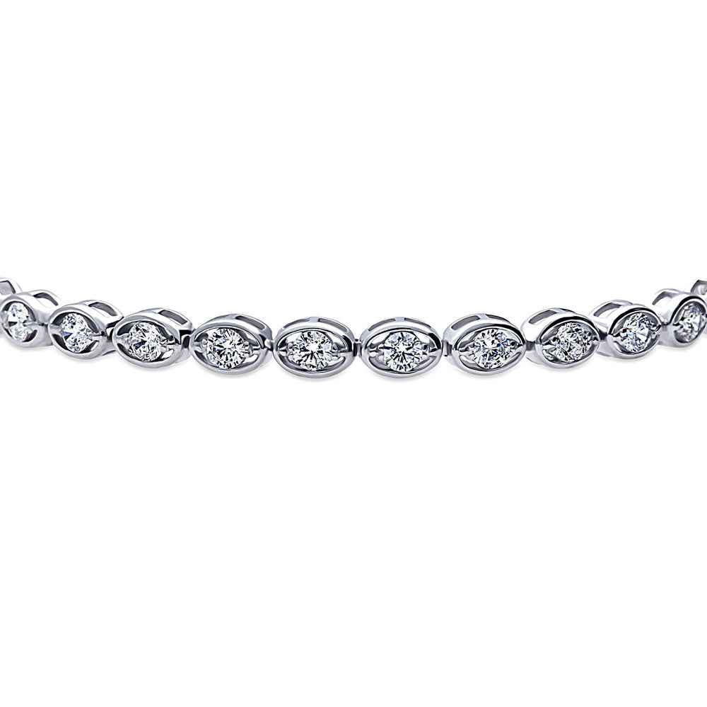 Angle view of East-West CZ Statement Tennis Bracelet in Sterling Silver