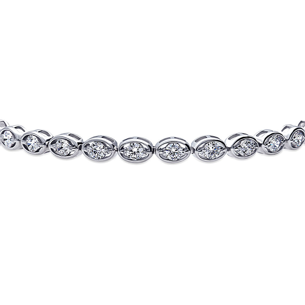 East-West CZ Statement Tennis Bracelet in Sterling Silver