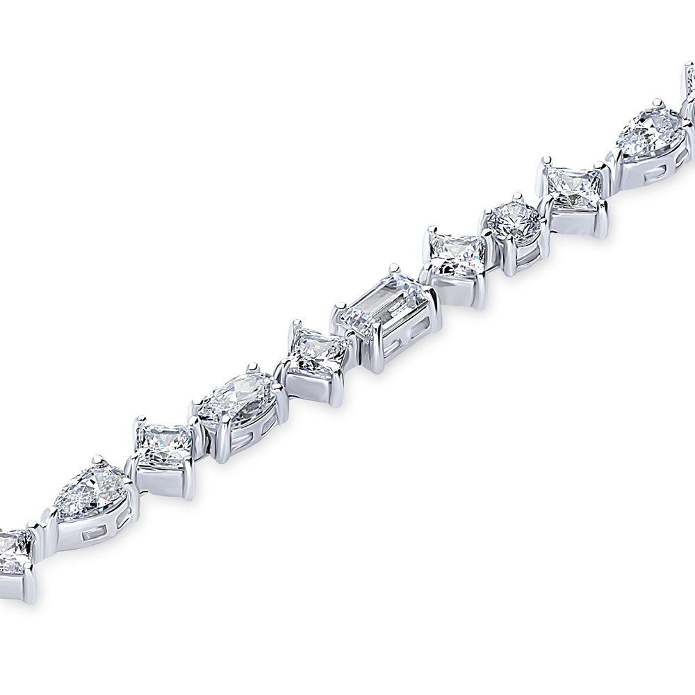 Angle view of Cluster CZ Statement Tennis Bracelet in Sterling Silver