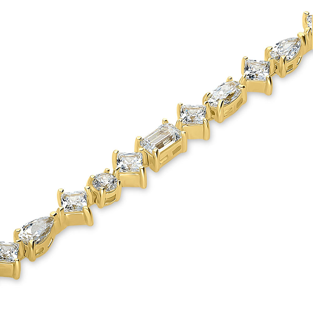 Angle view of Cluster CZ Statement Tennis Bracelet in Gold Flashed Sterling Silver