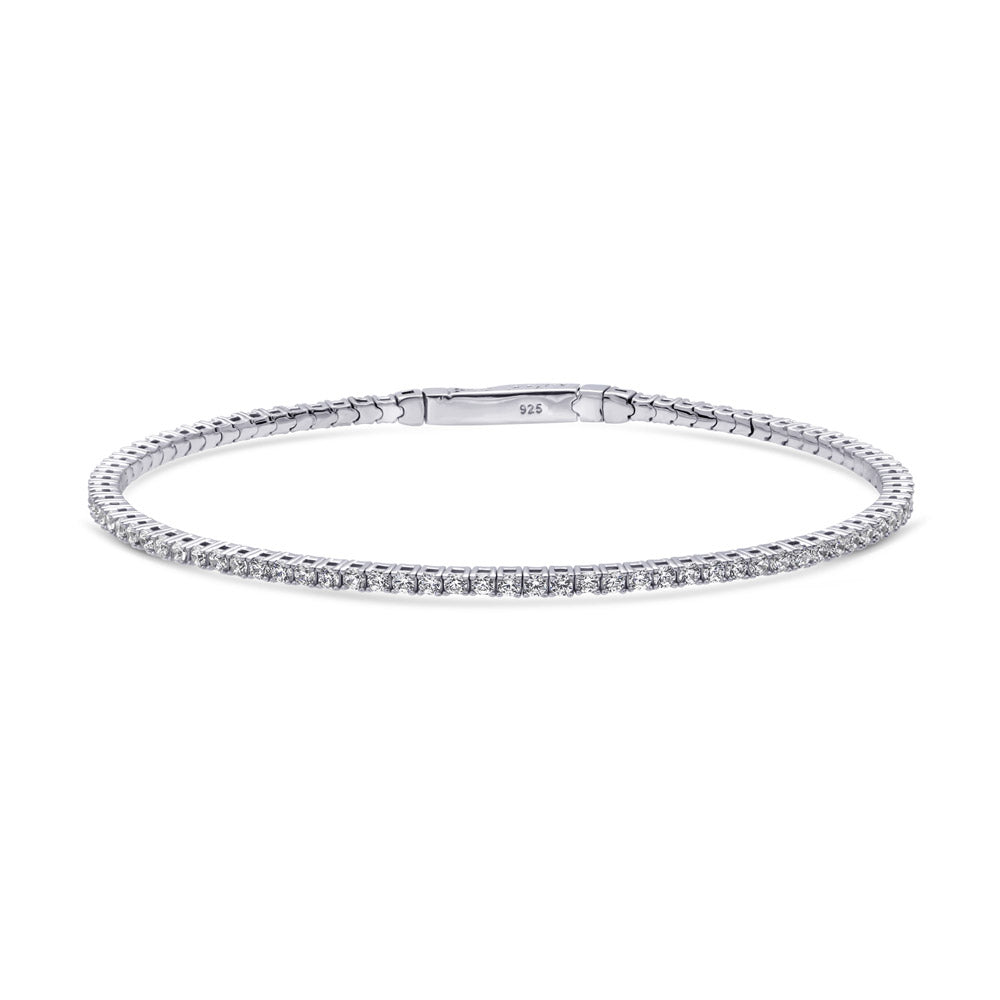 Flexible CZ Bangle in Sterling Silver, 1 of 9