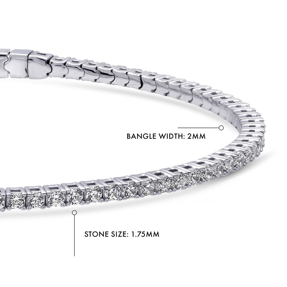 Side view of Flexible CZ Bangle in Sterling Silver