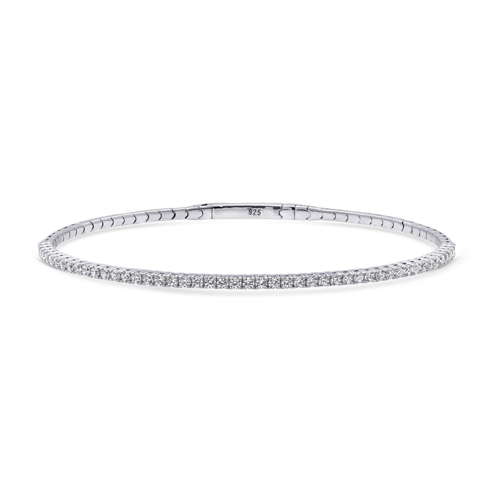 Sterling Silver Flexible Cubic Zirconia CZ Fashion Bangle
