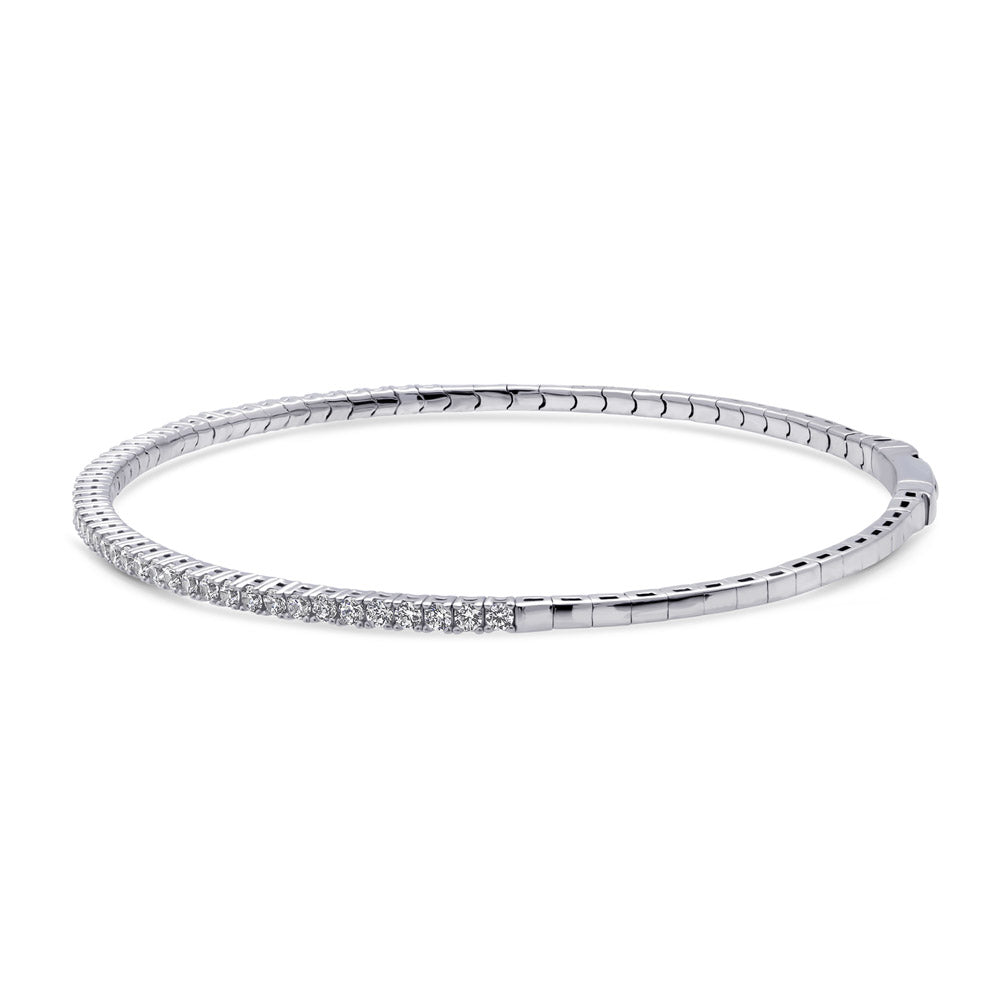 Front view of Flexible CZ Bangle in Sterling Silver