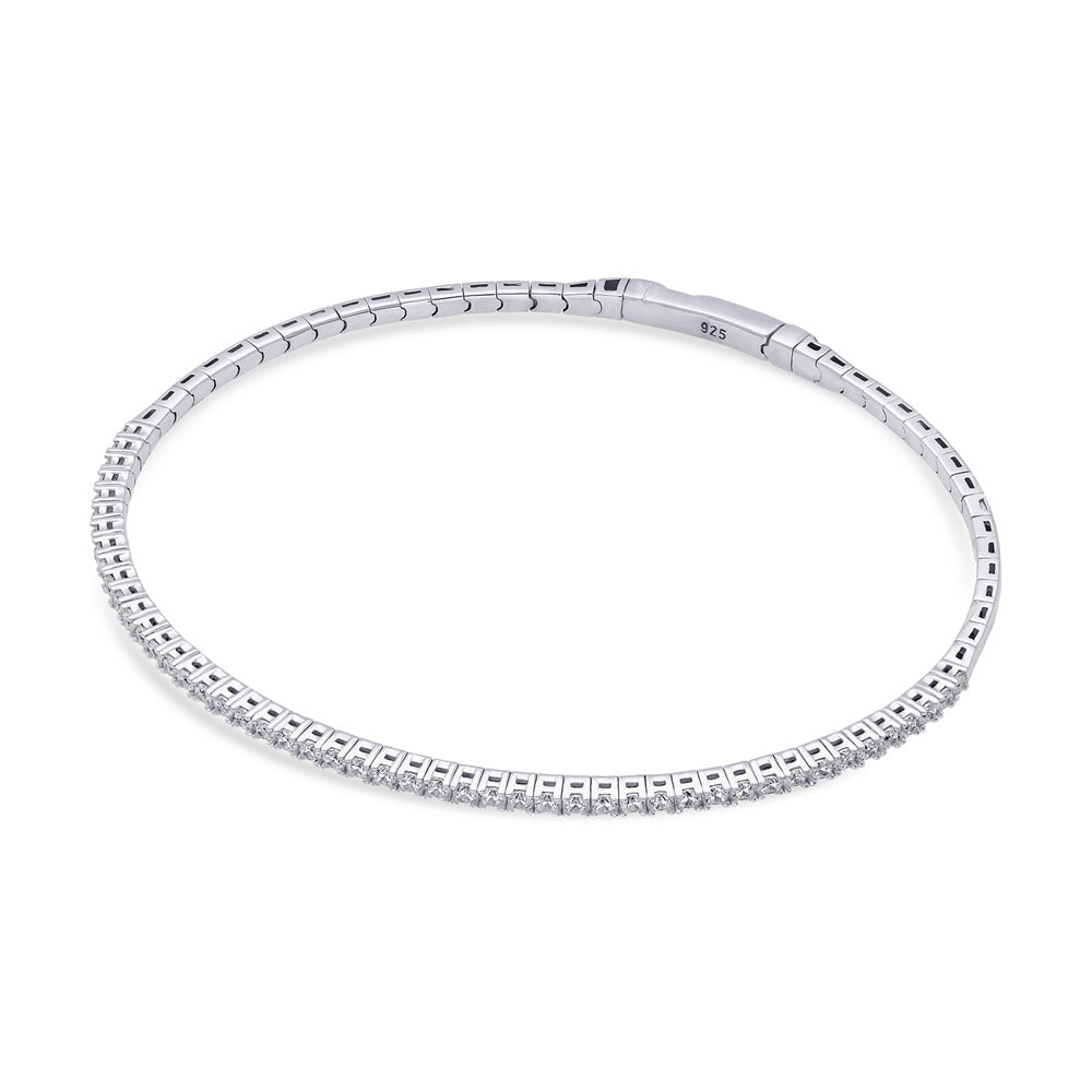 Alternate view of Flexible CZ Bangle in Sterling Silver