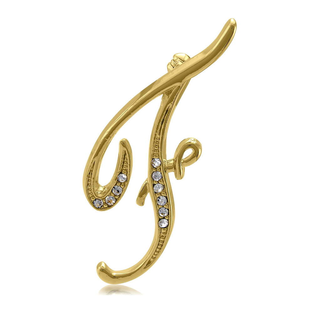 Initial Letter Pin Gold-Tone, F