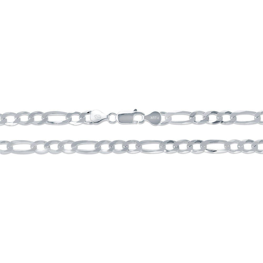 Italian Flat Figaro Chain Necklace in Sterling Silver 7mm, 2 of 4