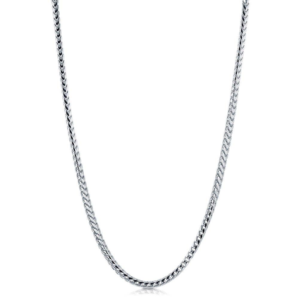 Italian Franco Chain Necklace in Sterling Silver 4mm, side view