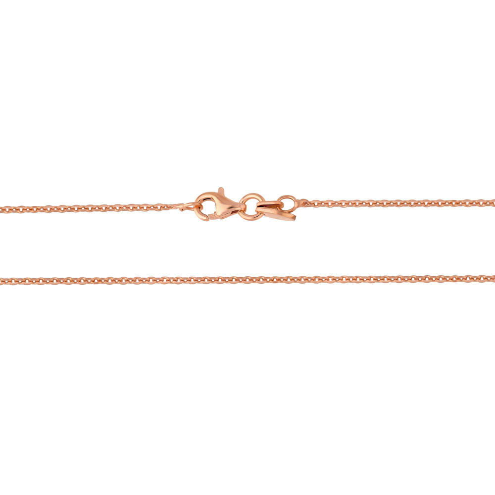 Front view of Italian Rolo Chain Necklace in Rose Gold Flashed Sterling Silver 1mm