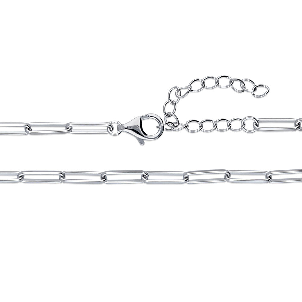 Front view of Paperclip Link Chain Necklace in Sterling Silver