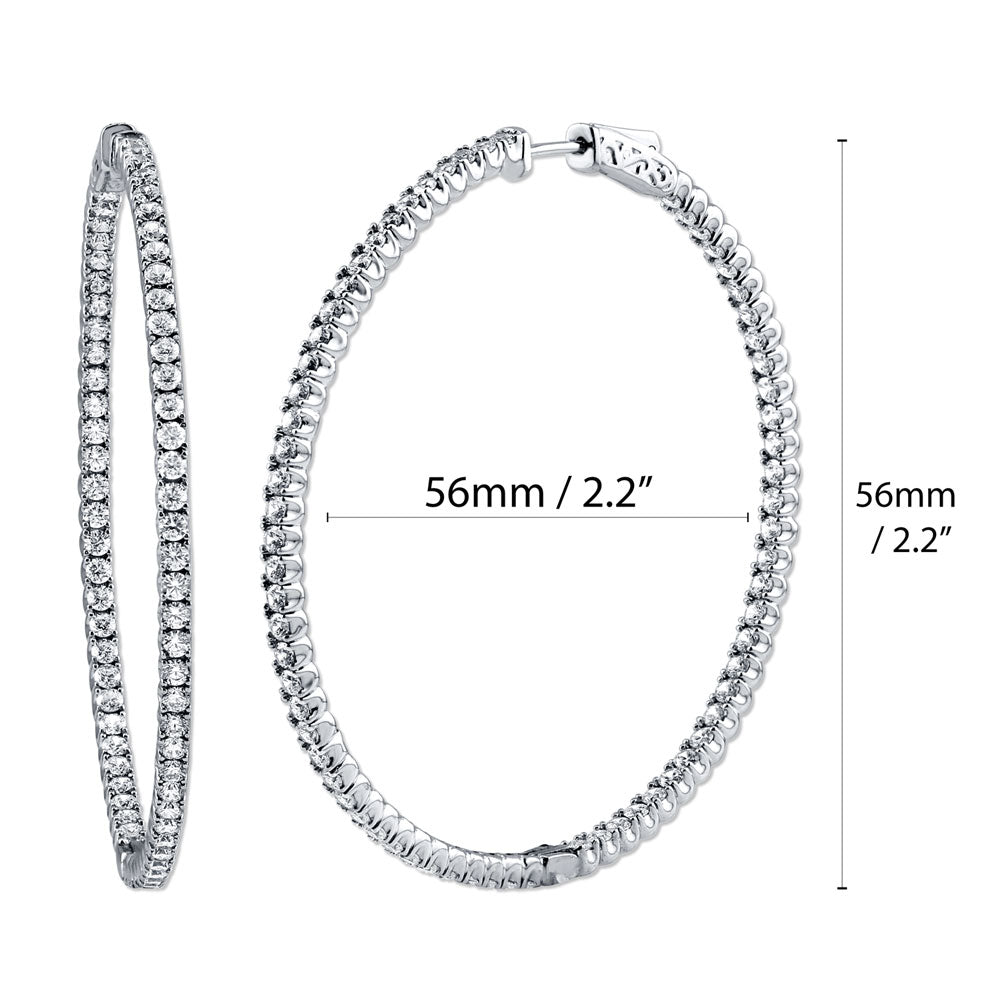 CZ Large Inside-Out Hoop Earrings in Sterling Silver 2.2 inch, 5 of 16