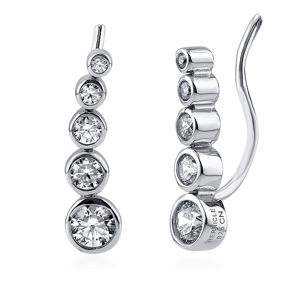 Bubble Graduated CZ Ear Crawlers in Sterling Silver, 1 of 4