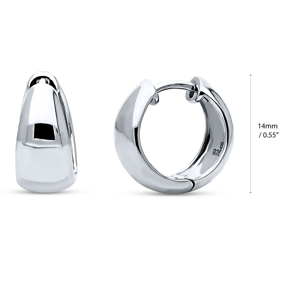 Front view of Dome Small Huggie Earrings in Sterling Silver 0.55 inch, 5 of 14