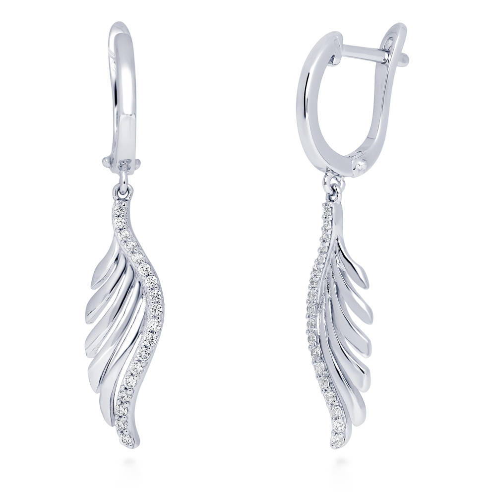 Angel Wings CZ Dangle Earrings in Sterling Silver, 1 of 3