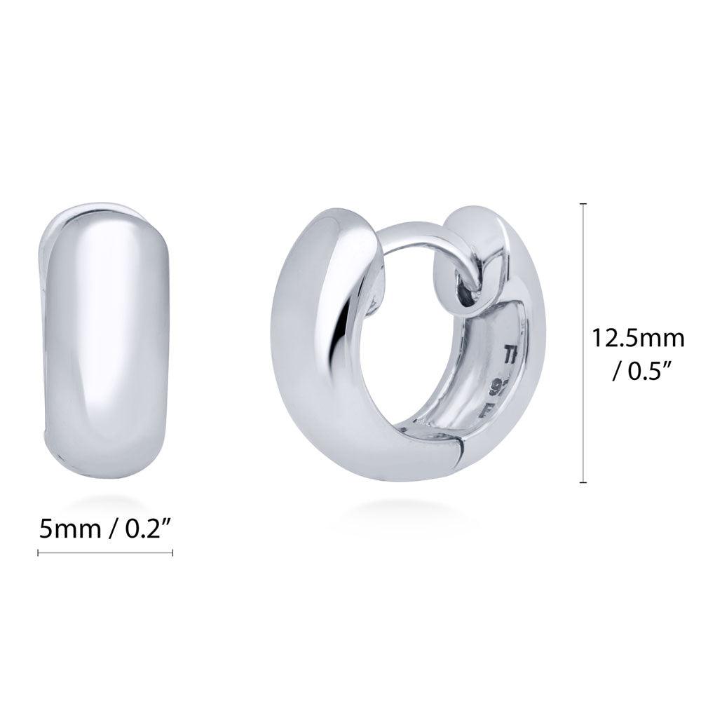 Front view of Dome Huggie Earrings in Sterling Silver, 2 Pairs