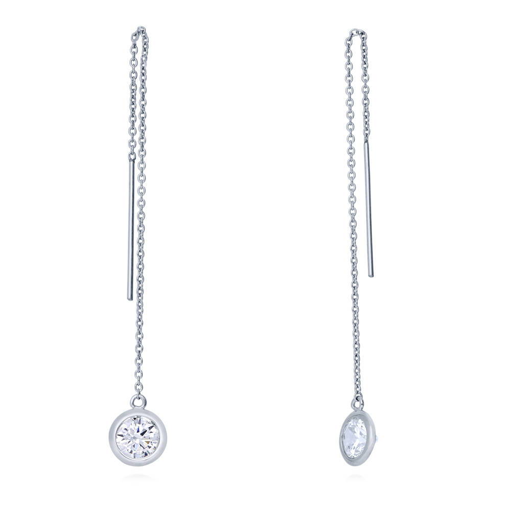 CZ Threader Earrings in Sterling Silver