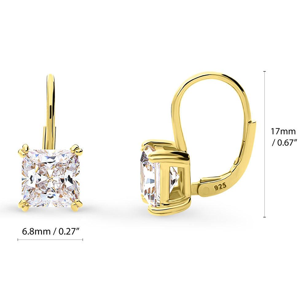 Solitaire CZ Earrings in Gold Flashed Sterling Silver, 2 Pairs