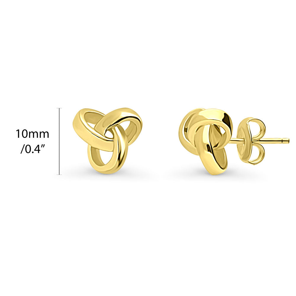 Front view of Love Knot Stud Earrings in Sterling Silver