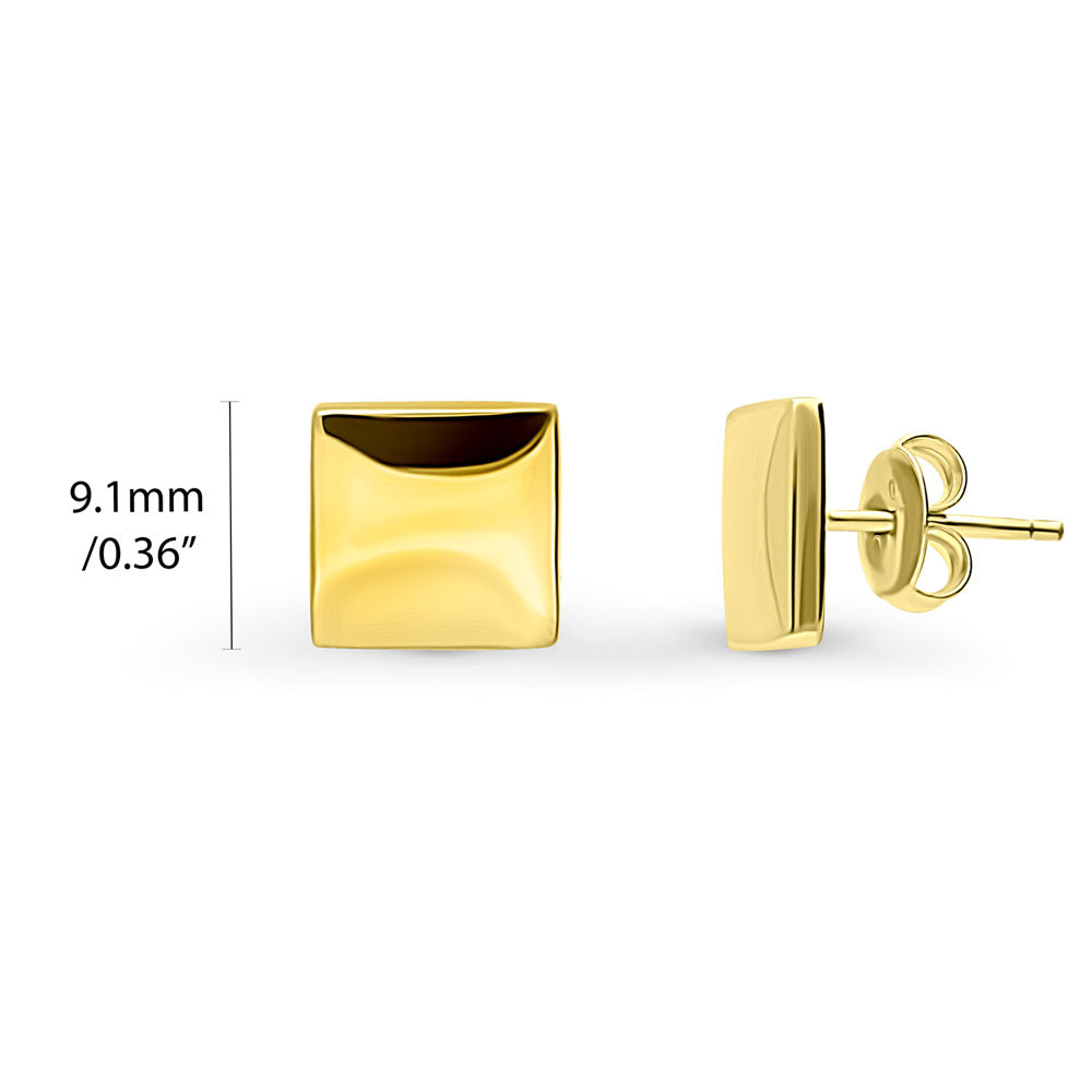Front view of Square Stud Earrings in Sterling Silver