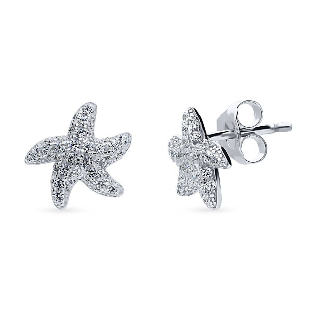 Starfish CZ Stud Earrings in Sterling Silver, 1 of 5