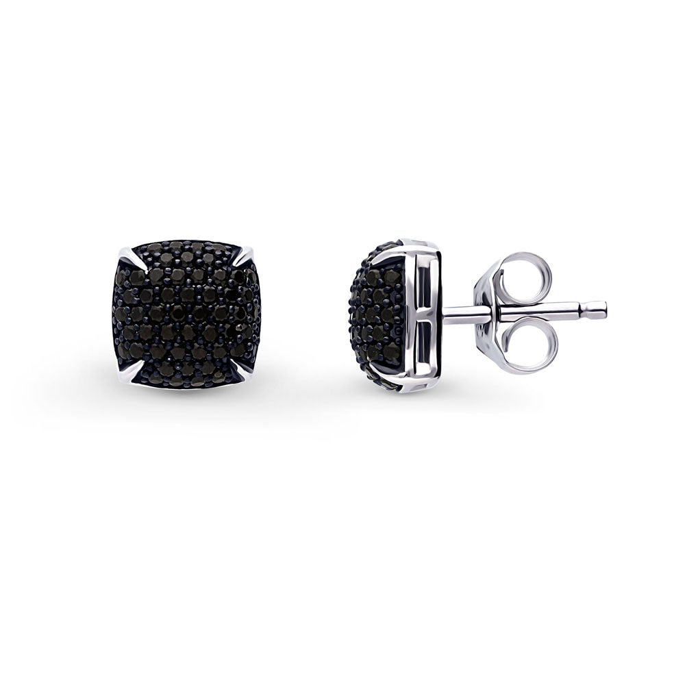 Square Black CZ Necklace and Earrings Set in Sterling Silver, 4 of 12